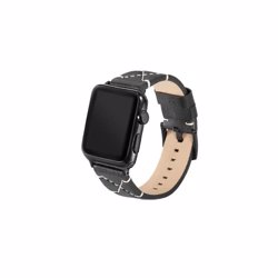 X Shape Leather Strap for Apple Watch Series 6, SE, 5, 4 (40mm)/Series 1,2,3 (38mm) - Black