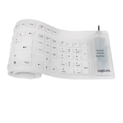LogiLink ID0018A QWERTZ Keyboard Flexible Waterproof USB + PS2 White