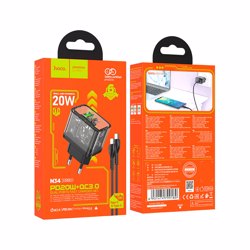 Hoco Wall charger “N34 Dazzling” PD20W + QC3.0 EU cable set