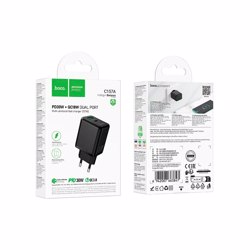 Hoco C157A Smart 30w GaN PD USB-C/USB-A ports charger black